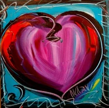 BIG 0PURPLE HEART Modern  Original Abstract Painting  SIGNED PALETTE KNIFE dqHMH