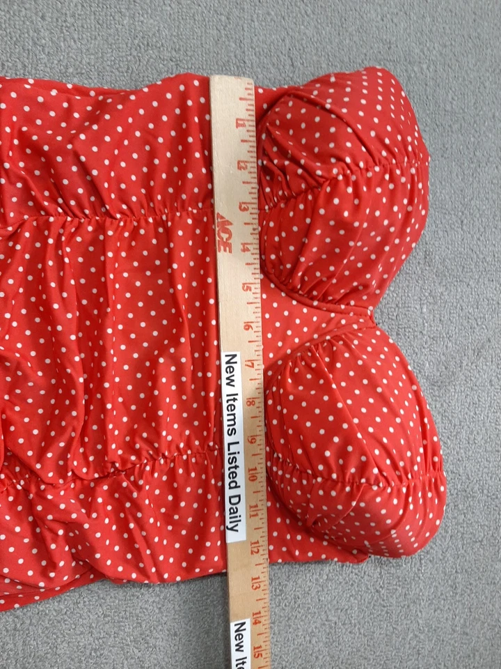 Camiseta sin mangas de natación Jaclyn Smith para mujer talla 10 sujetador incorporado rojo blanco lunares Foto 3 de 4