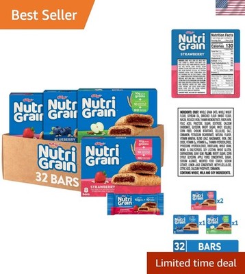 Nutri-Grain Whole Grain Breakfast Bars, 32 Count - Strawberry, Blueberry, Apple