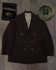 Vintage Rare Andhurst Brown Double Breasted Suit Jacket Gold Button 40R Car Logo
