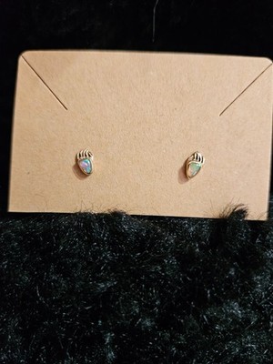 NATIVE AMERICAN 12K GF OVER STERLING OPAL BEAR PAW EARRINGS VERY SMALL!