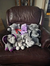 Lot Of 10 Elephant Stuffed Animal Plush Great Condition 