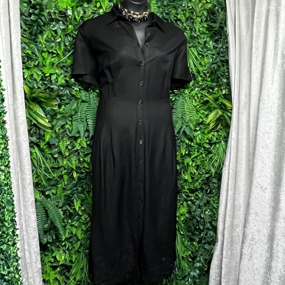 Платье женское Positive Attitude 20 черное льняное вискозное коктейльное на пуговицах 3041 - Изображение 3 из 4