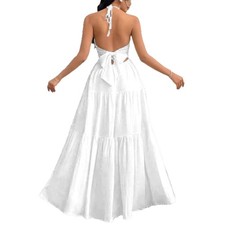 Women's Bohemian Deep V Off-Shoulder Maxi Dress
