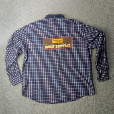 Wrangler PBR Shirt Mens XL Long Sleeve Button Down Plaid Rodeo Music Festival