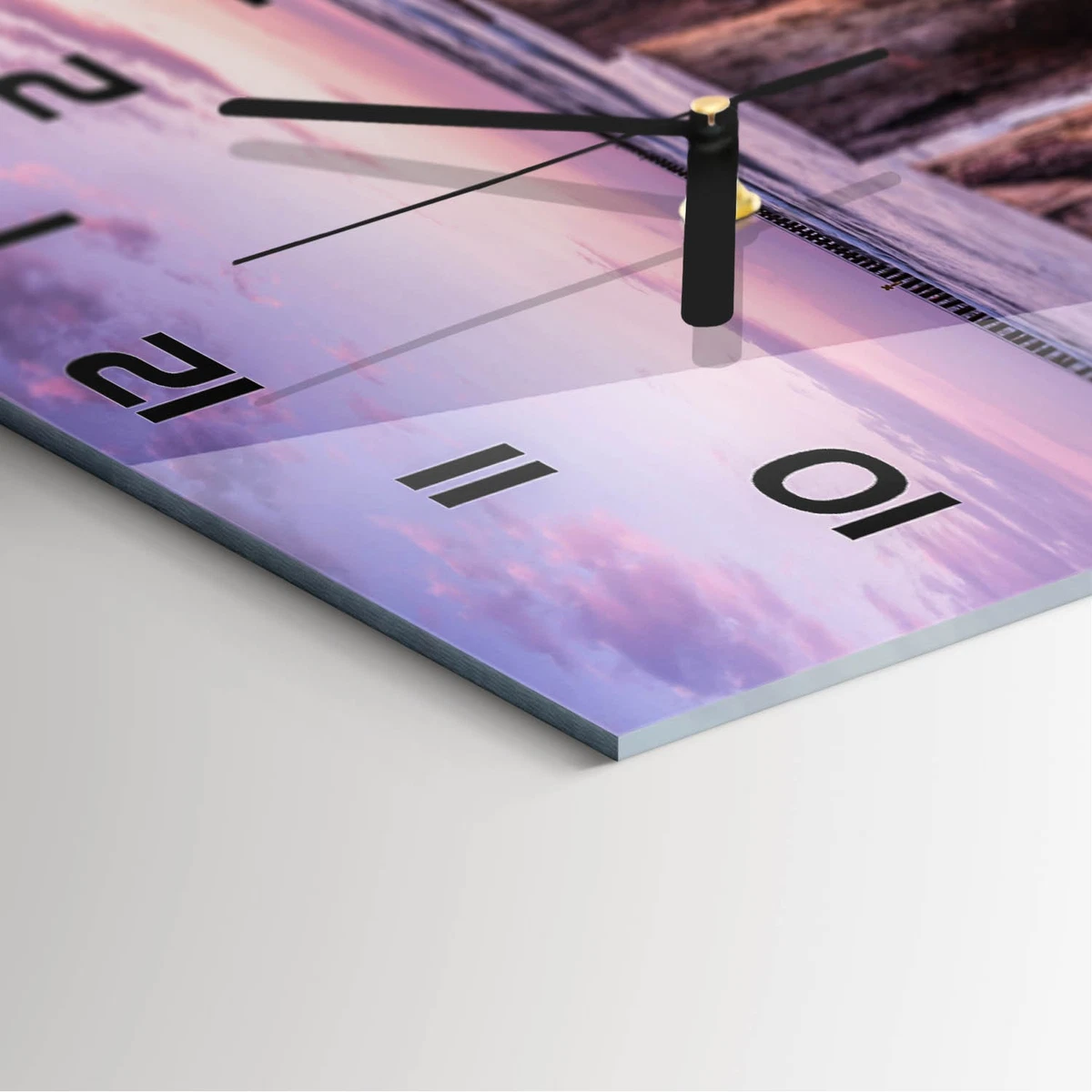 Reloj de Pared Rectangular Horizontal Vidrio Templado Premium Rompeolas 60x30 cm
