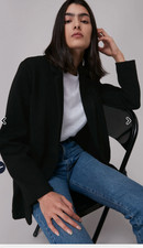 Whistles Navy Jersey Boyfriend Blazer RRP £89 Size L UK 14 Relaxed Pockets VGC