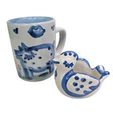 M.A. Hadley Pottery Pig Coffee Much And Bird Salt Cellar Or Trinket Ring Dish