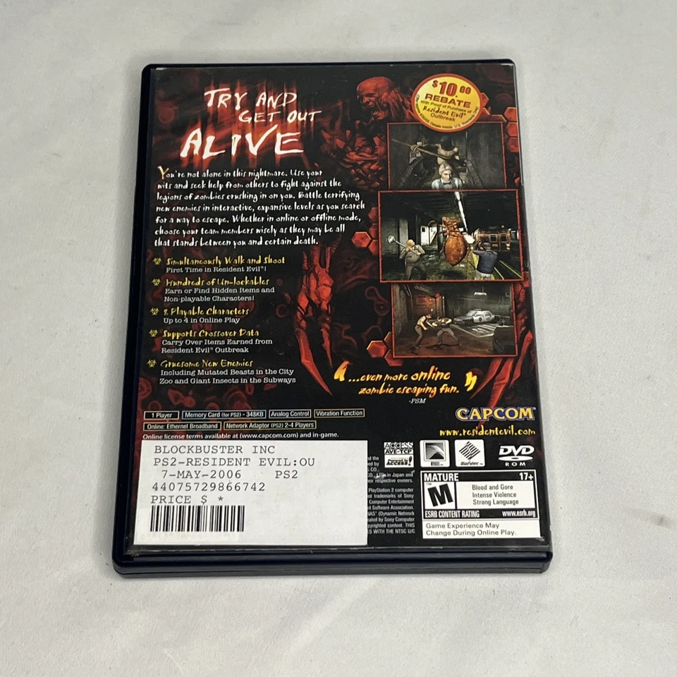 Resident Evil Outbreak File #2 PS2 (PlayStation 2, 2005) No Manual Works - Good - Image 3 of 4