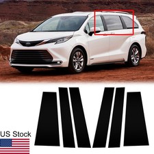 For Toyota Sienna 2021-2024 6pcs Glossy Black Pillar Posts Door Covers Trim