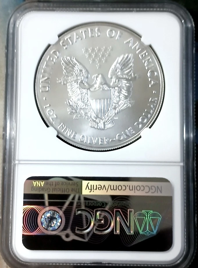 2018 American Eagle Silver Dollar  1 oz 999 Silver NGC MS70 Struck at West Point - Image 2 of 2