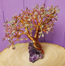 Fluorite Gem Tree with an Raw Amethyst - Crystals and Gemstones