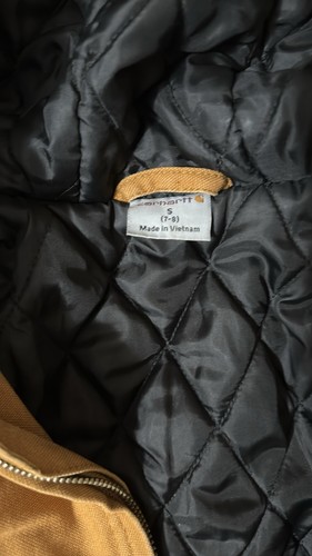 Kids Carhartt Jacket Canvas Brown Lined Youth Size S Small (7/8) Hooded Full Zip - Picture 3 of 9