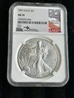 1997 AMERICAN SILVER EAGLE MERCANTI 🇺🇸🇺🇸FLAG LABEL🇺🇸🇺🇸 NGC MS70