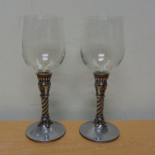 2 Brighton 8" Celebration Wine Goblets Glasses Chrome Stem