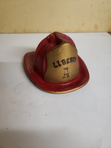 Miniature Fireman Hat Cast Iron Paper Weight Door Stop Attractive Display