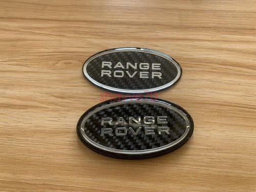 2PCS Carbon Fiber For Land Rover Range Rover Grille tail Gate Emblem Oval Badge - Picture 2 of 6