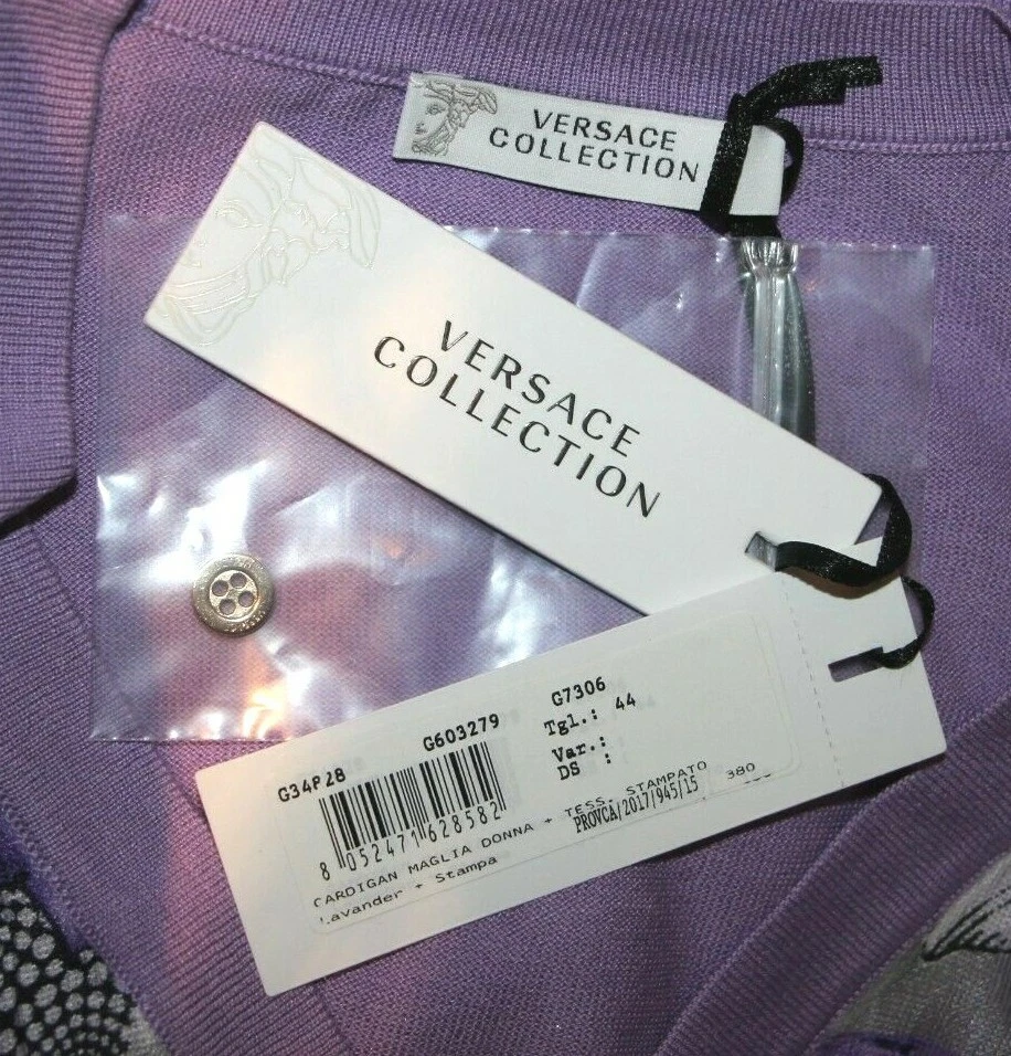 Top cardigan VERSACE COLLECTION fiori barocchi tecnica mista taglia US M IT 44