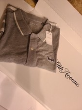 New 225 COACH Limited Edition Men Logo Polo Shirt Sz LARGE GRAY