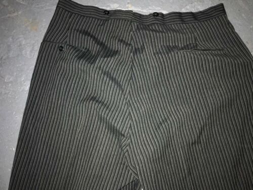 DE COLECCIÓN 40S 40 X 32 RAYAS SUSPENSIÓN DE PIMIENTA SAL CON BOTÓN CREMALLERA PANTALONES BOQUILLA - Imagen 4 de 7