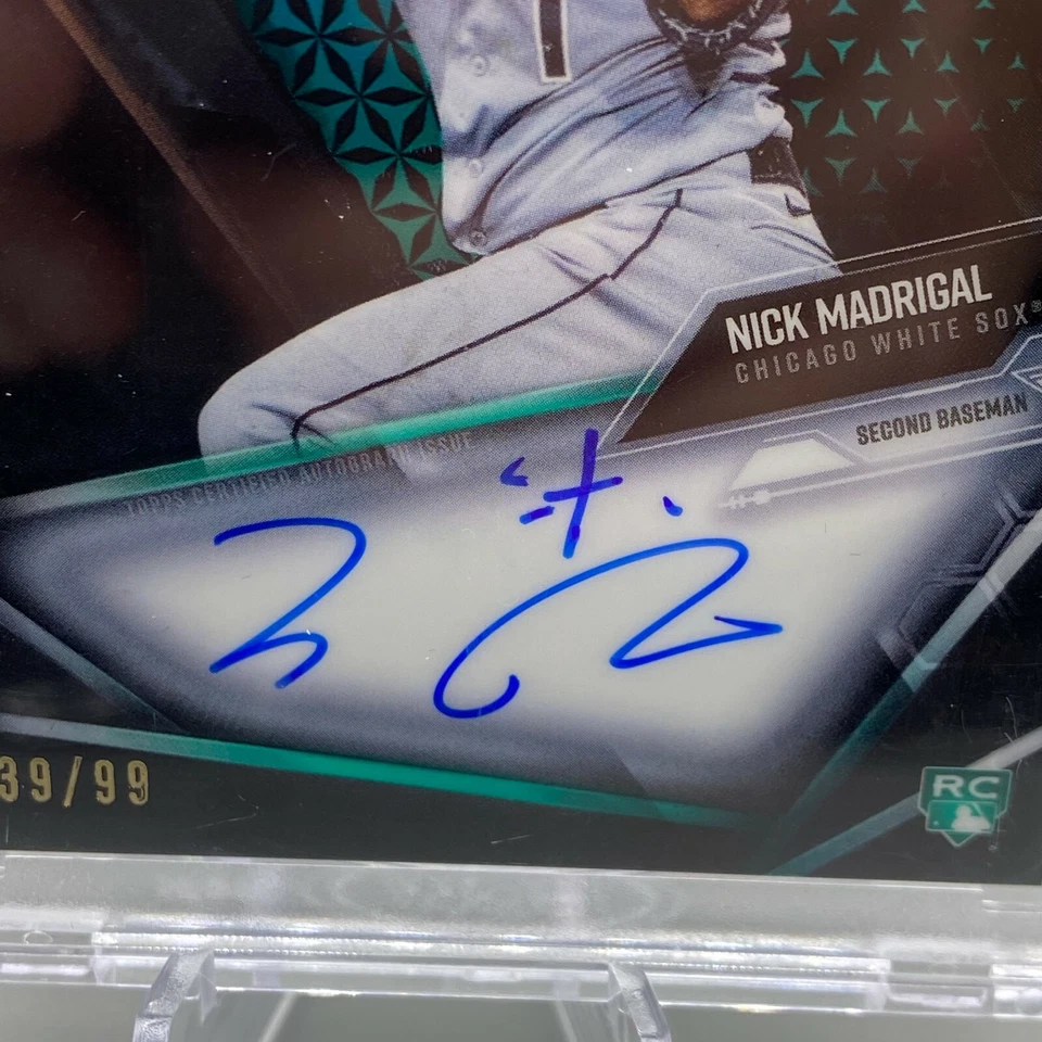 NICK MADRIGAL /99  2021 Topps Chrome Black ROOKIE Encased ON CARD Auto  RC - Image 2 of 4