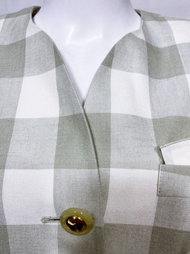 Kasper A.S.L. Petite Womens Jacket Size 10P Beige Plaid Button Up Short Sleeve - Picture 4 of 9