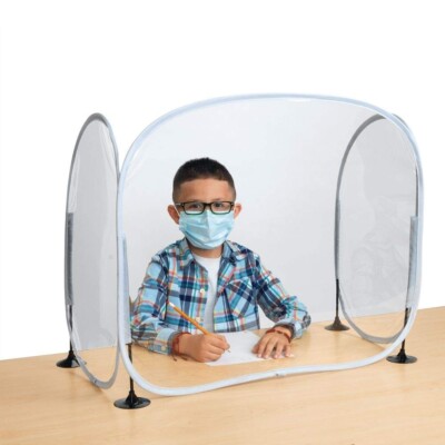 Excellerations Fold-Up Portable Desk Shield For Classroom or Office 5pk