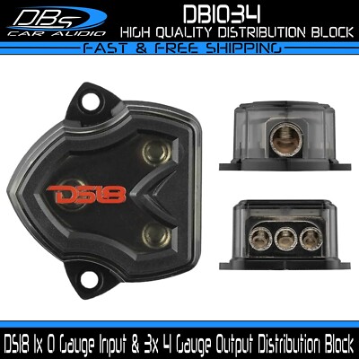 DS18 Power Ground Amp Distribution D Block 1x 0 Gauge Input & 3x 4 Gauge Output
