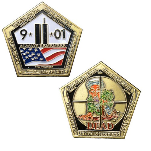 50 PCS 9/11 Never Plated Gold Forget Pentagon Iron Challenge Coin Five Times - Picture 4 of 7