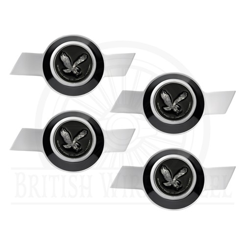Zenith Eagle Chrome & Black Metal Wheel Chip Emblems with Spinner Caps, Set of 4 - Picture 42 of 70