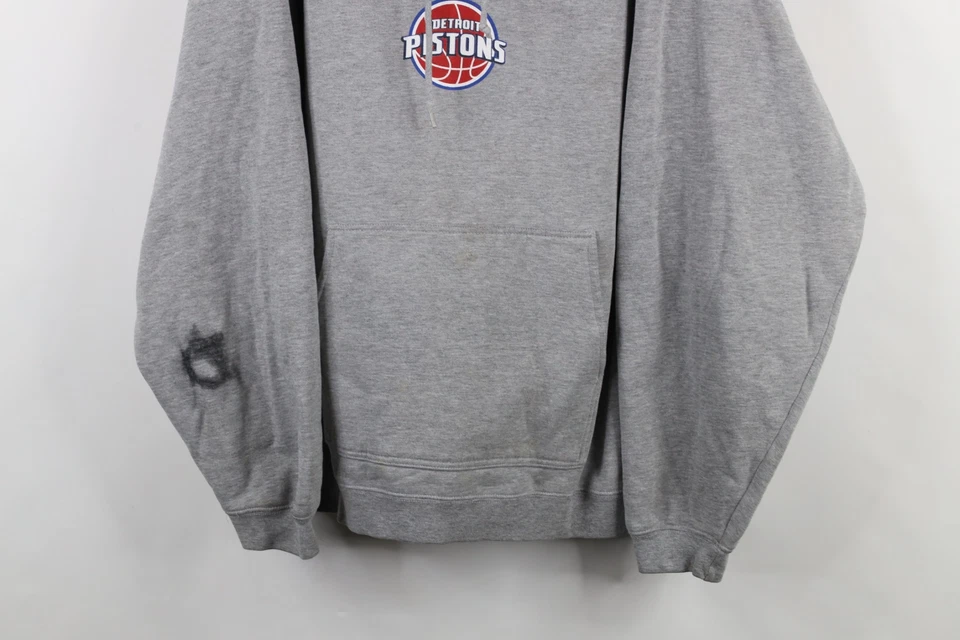 Vintage Y2K Adidas Mens 2XL Heavyweight Detroit Pistons Basketball Hoodie Gray - Image 3 of 4