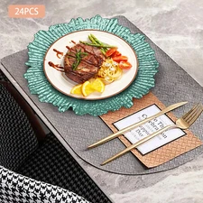 24-Piece 12.6-Inch Round Plastic Charger Plates for Elegant Dining Decor