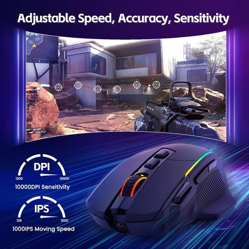 RisoPhy Gaming Maus: 10000 DPI, 8 programmierbare Tasten, Tri-Mode Connectivity - Bild 7 von 10