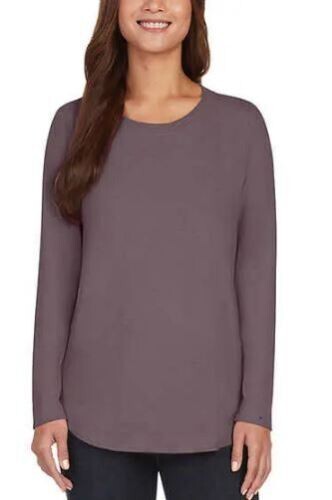 Matty M Ladies' Curved Hem Tunic Top, Crew Neck, Long Sleeve, Plum - XXL 2XL - Picture 1 of 3