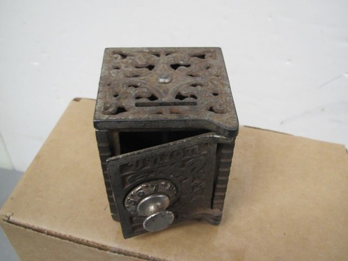 Vintage Antique Union Bank Safe Coin Piggy Bank Cast Iron Steel - Picture 3 of 9
