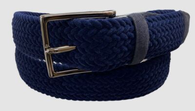 $195 Orciani Men's Blue Velvet Stretch Suede Leather Belt Size 105 cm/42 in