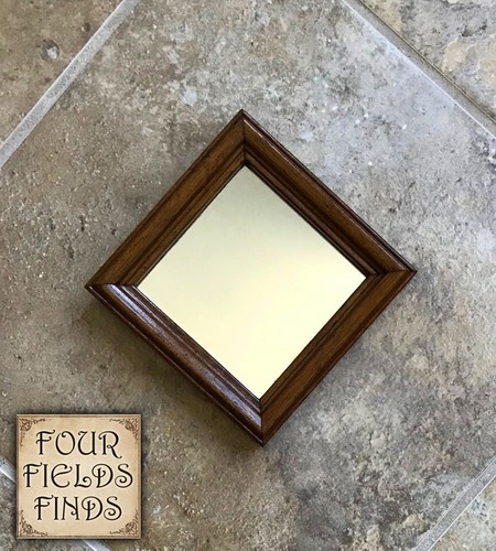 Vintage Farmhouse Cottage Wood Frame Wall Accent Mirror Square 5.25 x 5.25 x .75 - Picture 2 of 15