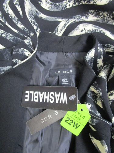 BLAZER MANICHE A 3/4 LE BOSS NERO E MULTICOLORE DESIGN GEOMETRICO TAGLIA 22W - NUOVO CON ETICHETTE - Foto 8 di 8