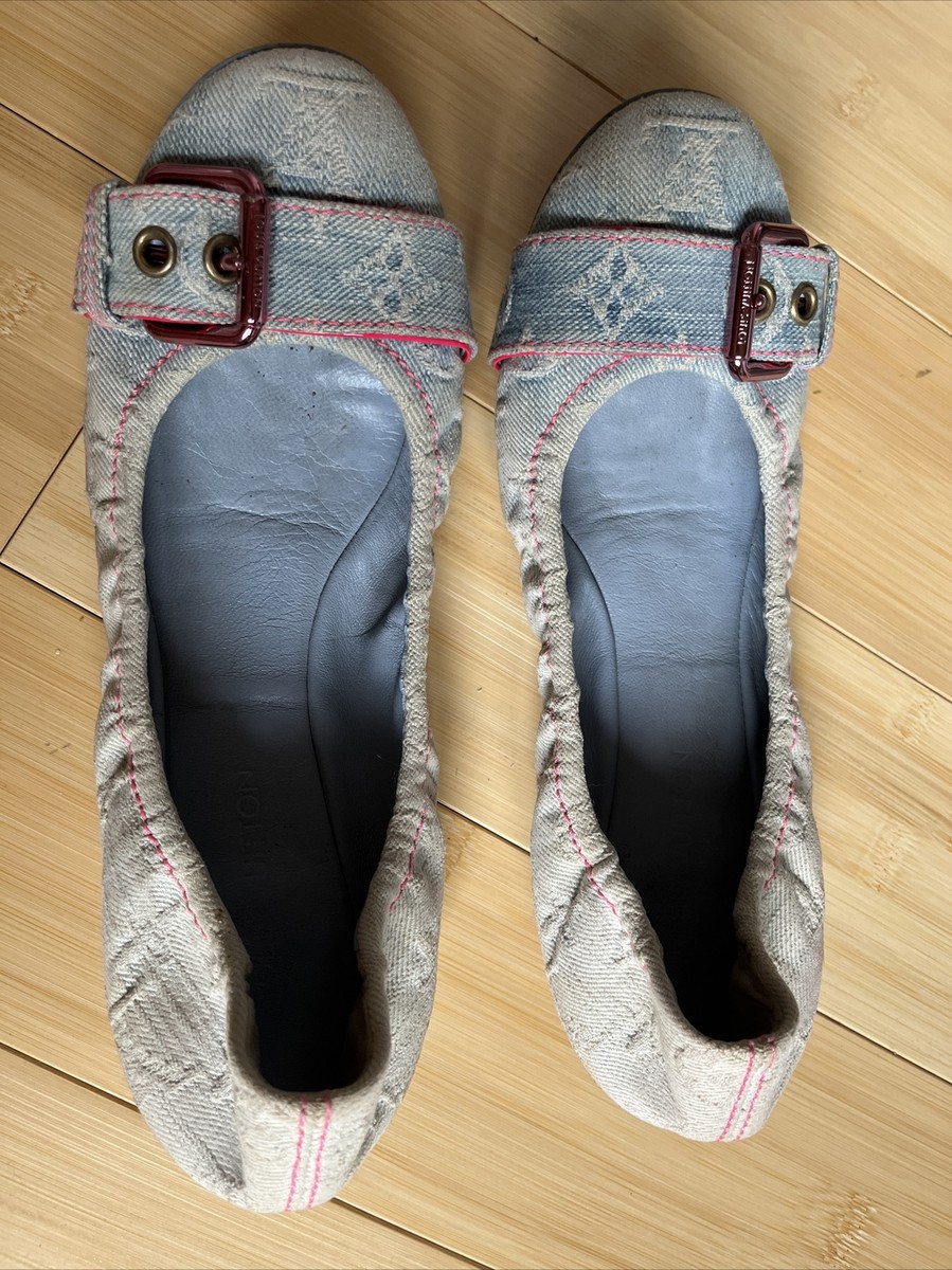靴 Louis Vuitton Denim Ballet Shoes Louis Vuitton Blue Monogram Denim Ballet Flats Size 37 | eBay