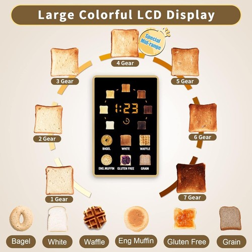 Stainless Toaster LCD Display&Touch Buttons, 50% Faster Heating Speed - Picture 3 of 7