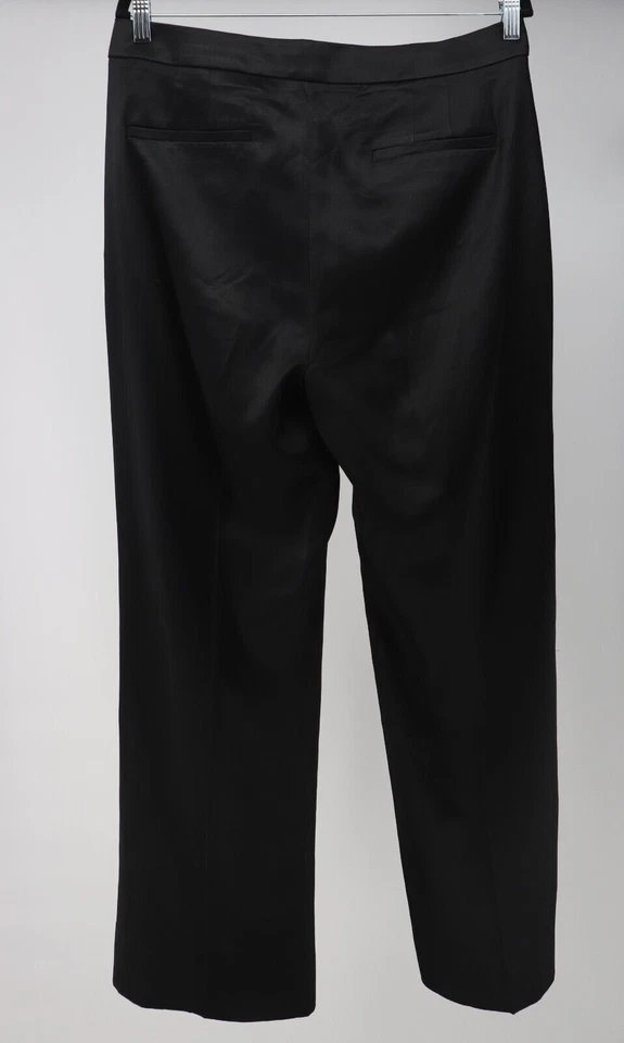 Pantalones Banana Republic Mujer 12 Cintura Alta Pierna Ancha Satinado Negro Pantalón 32"L Nuevo Foto 3 de 4
