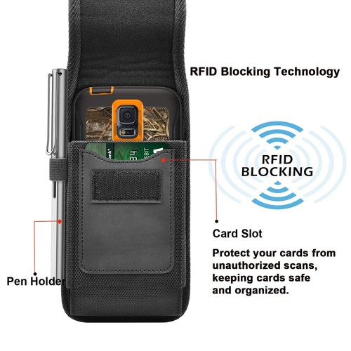 Funda vertical de nailon para teléfono celular bolsa billetera con clip para cinturón cubierta de bucle - Imagen 14 de 18