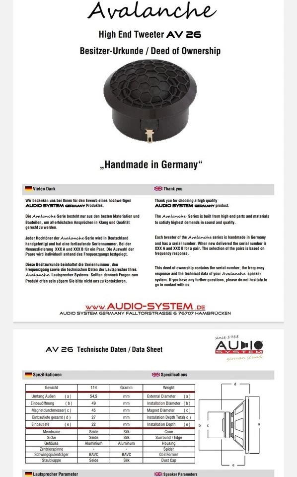 Audio System Avalanche 165-3, Alu Gehäuse für Hochtöner Audio System Av26 - Bild 4 von 4