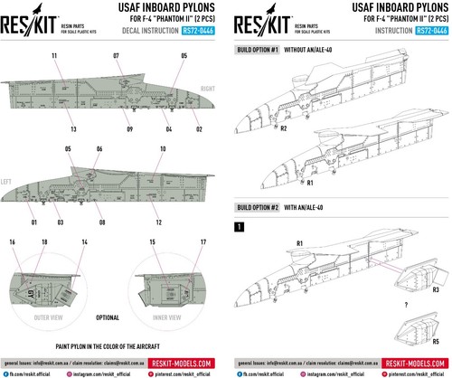 ResKit RS72-0446 Scale kit 1:72 USAF Inboard pylons for F-4 "Phantom II" (2 pcs) - Picture 2 of 6