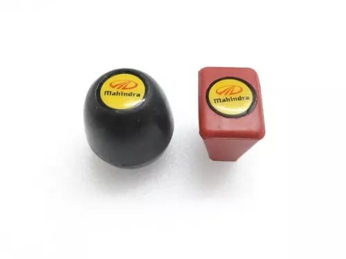 Tractor Lift Lever Rubber Knob Set For Mahindra Red & Black W Logo #17D26