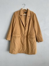 Ellos Womens Coat Size 20 Peacoat Brown Tan Plus Size Longline Wool Cozy Neutral