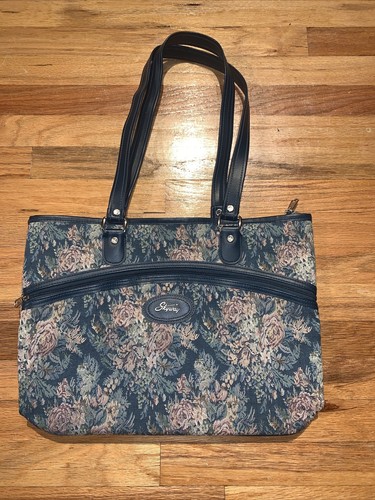 Bolso de Mano de Viaje Floral Skyway Cartera de Mano Verde Vintage Retro Tapiz Lona - Imagen 1 de 6