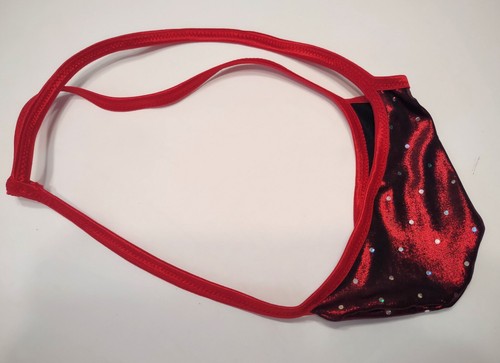 Men's MICRO G String Thong Bikini Beach Tanning Underwear Metallic Regal Red - Picture 4 of 4