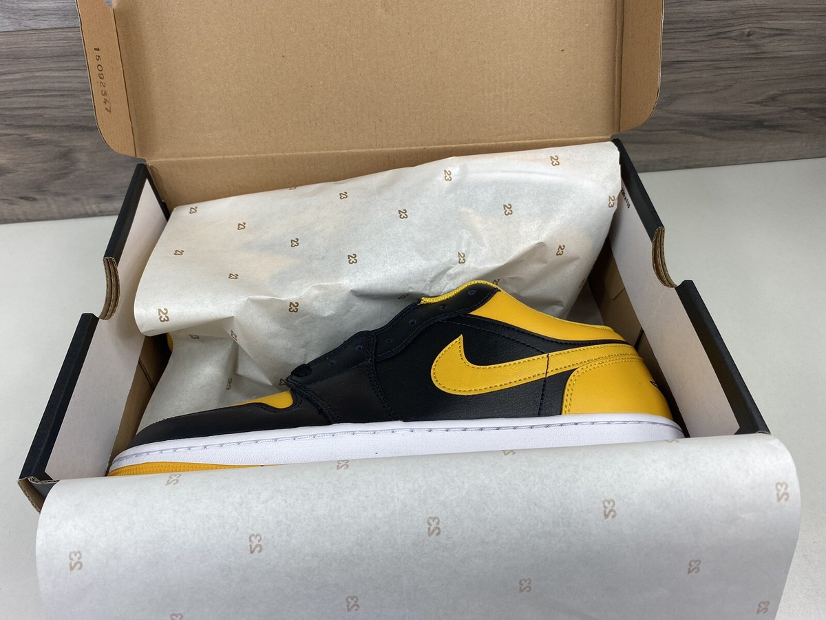 Men's Nike Air Jordan 1 LOW Black Yellow Ochre White 553558