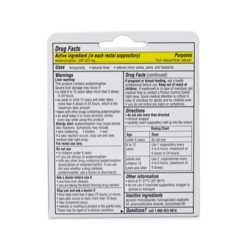 3 Pack Feverall Acetaminophen Suppositories JR Strength 325mg 6 Count